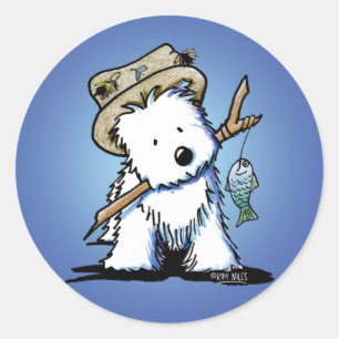 Pegatinas de KiniArt Westie Fisherman