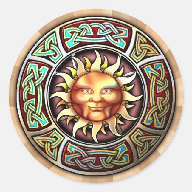 Pegatinas de Knotwork Sun Face (Anverso)