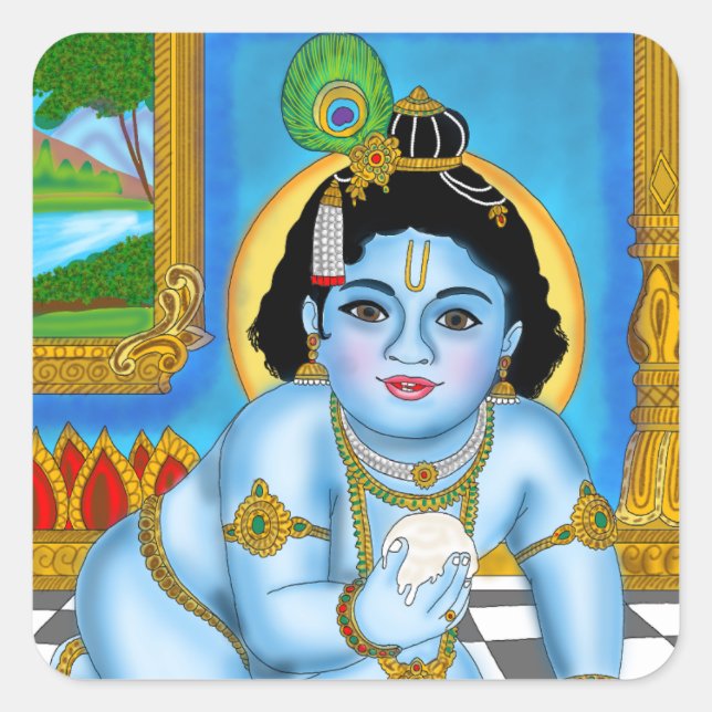 Pegatinas de Krishna niño (Anverso)
