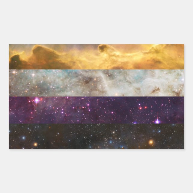 Pegatinas de la bandera de la nebulosa no binaria (Anverso)