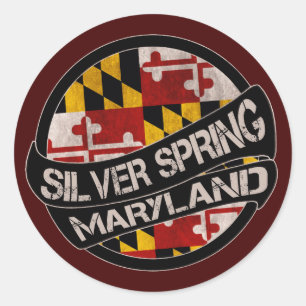 Pegatinas de la bandera de Maryland Silver Spring