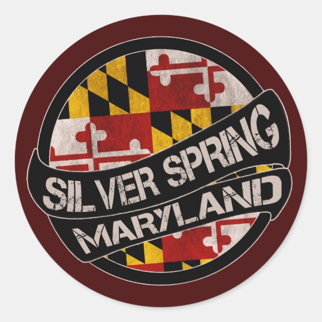 Pegatinas de la bandera de Maryland Silver Spring (Anverso)