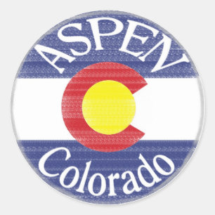 Pegatinas de la bandera del círculo Aspen Colorado