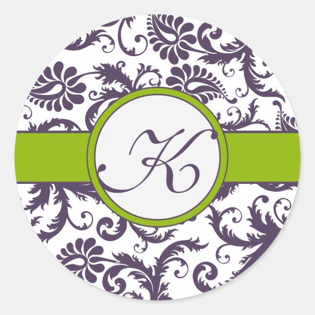 Pegatinas de la boda Apple Green y Lapis Purple Da (Anverso)