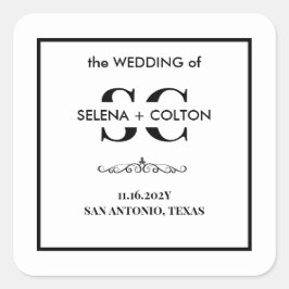 Pegatinas de la boda blanca y negra sin tiempo