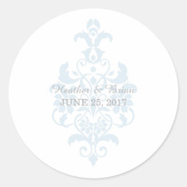 Pegatinas de la boda Blue Subtle Damask