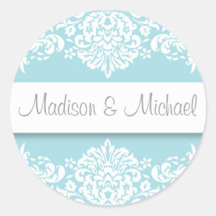 pegatinas de la boda de Damask azul