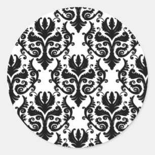 Pegatinas de la boda de Damask en negro