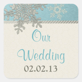 Pegatinas de la Boda de Invierno Silver Blue Gold