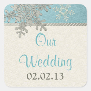 Pegatinas de la Boda de Invierno Silver Blue Gold 