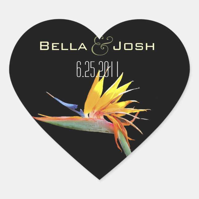 Pegatinas de la boda de la ave del paraíso (Anverso)