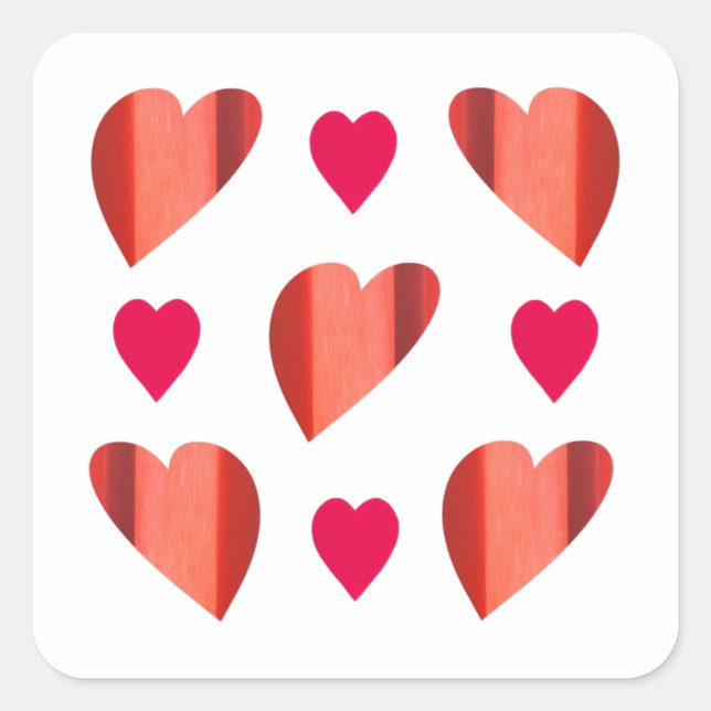 Pegatinas de la boda del corazón rojo en varios ma (Anverso)
