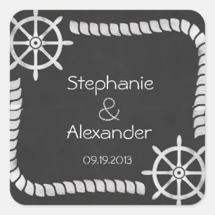 Pegatinas de la Boda Náutica de Chalkboard