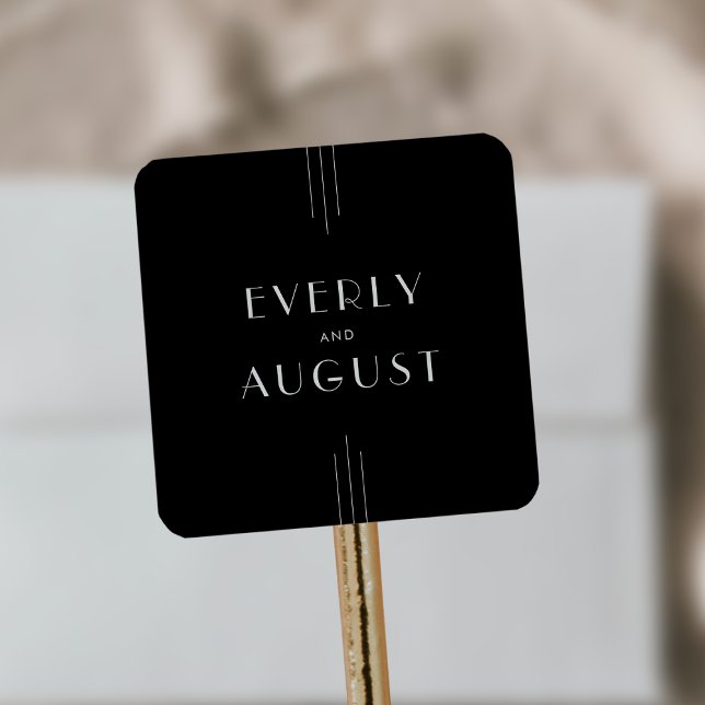 Pegatinas de la boda negra en el arte moderno (EVERLY Modern Art Deco Black Wedding Stickers)