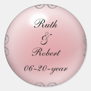 Pegatinas de la boda Pearl con joyas rosas