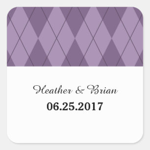 Pegatinas de la boda Purple Argyle