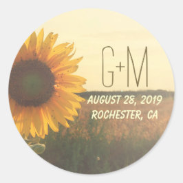 Pegatinas de la boda rústica del girasol