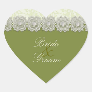 Pegatinas de la boda verde de Lace y Pearls Moss