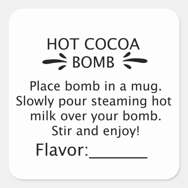 Pegatinas de la bomba de cacao caliente. pegatina  (Anverso)