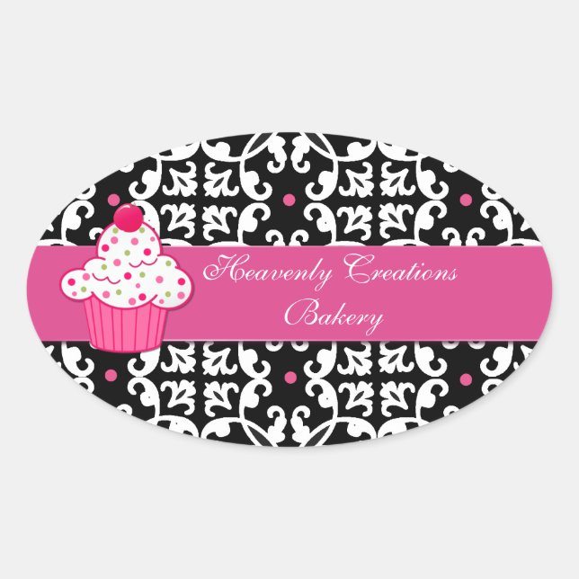 Pegatinas de la caja de repostería Damask and Cupc (Anverso)