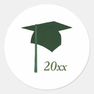 Pegatinas de la capa de graduación verde, clase de
