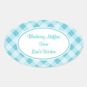 Pegatinas de la Cocina de Gingham Azul