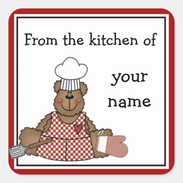 Pegatinas de la cocina personalizada Teddy Bear (Anverso)