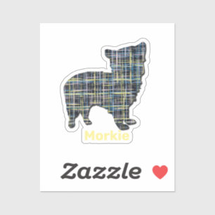 Pegatinas de la Cuadrícula Azul y Amarillo Morkie