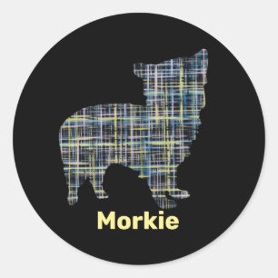 Pegatinas de la Cuadrícula Azul y Amarillo Morkie