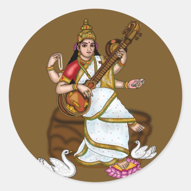 Pegatinas de la Diosa Saraswati (Anverso)