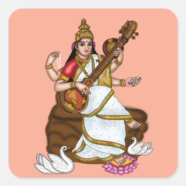 Pegatinas de la Diosa Saraswati (Anverso)