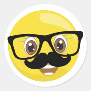 Pegatinas de la emoji con el bigote y los vidrios