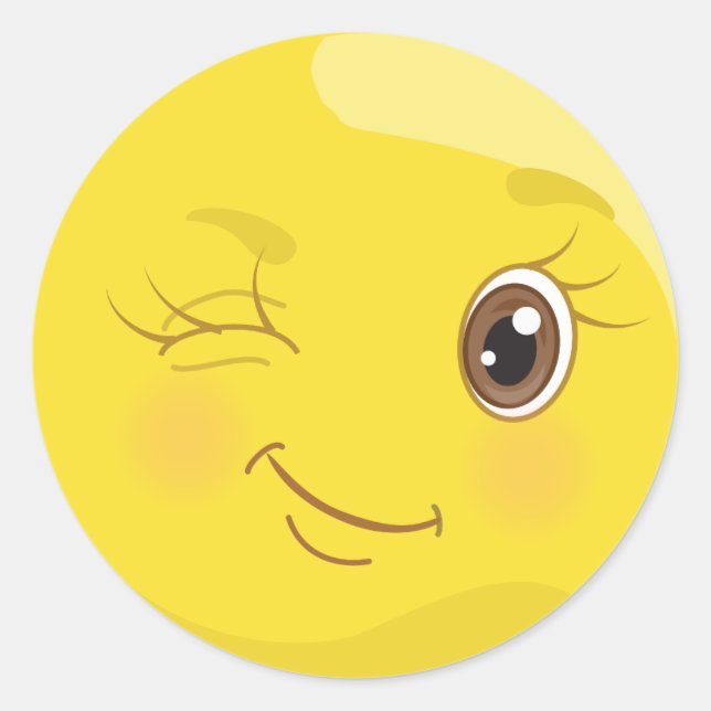 Pegatinas de la Emoji de guiño amarillo (Anverso)