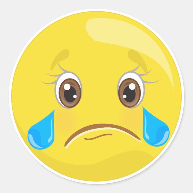 Pegatinas de la Emoji del Lloramiento Triste (Anverso)