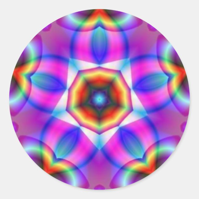 Pegatinas de la estrella sagrada Fractal Mandala (Anverso)