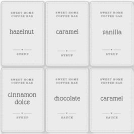 Pegatinas de la etiqueta de jarabe de café transpa