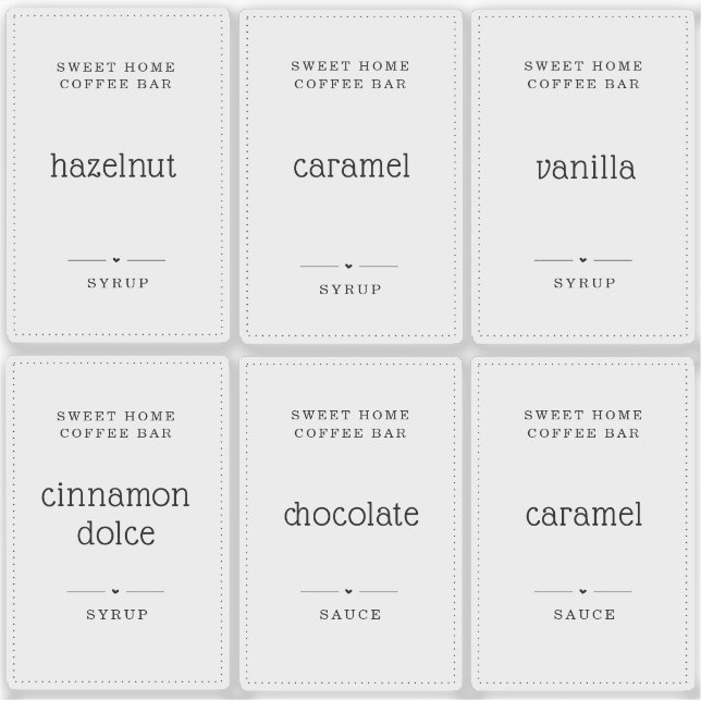 Pegatinas de la etiqueta de jarabe de café transpa (Anverso)