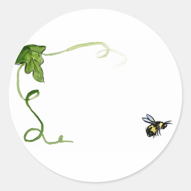 Pegatinas de la Etiqueta de Vino Verde y Abeja (Anverso)
