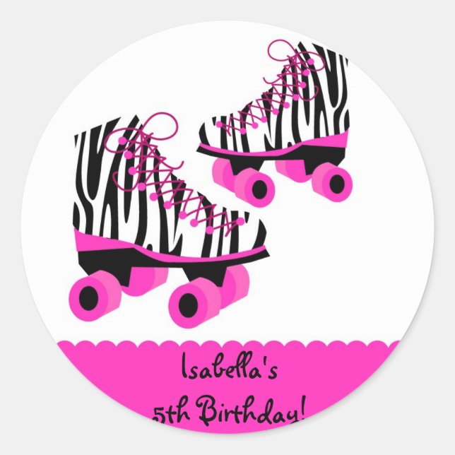 Pegatinas de la Favor del Cumpleaños de los Roller (Anverso)