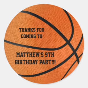 Pegatinas de la fiesta de cumpleaños de básquetbol