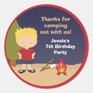 Pegatinas de la fiesta de cumpleaños de Campout