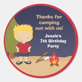 Pegatinas de la fiesta de cumpleaños de Campout