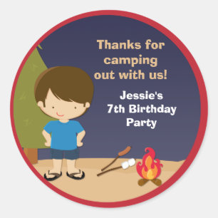 Pegatinas de la fiesta de cumpleaños de Campout
