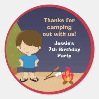 Pegatinas de la fiesta de cumpleaños de Campout