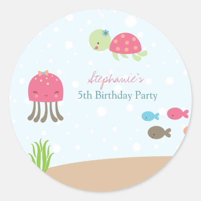 Pegatinas de la fiesta de cumpleaños de chicas de  (Anverso)