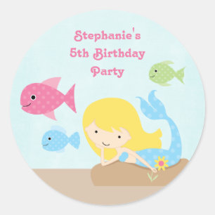 Pegatinas de la fiesta de cumpleaños de las sirena