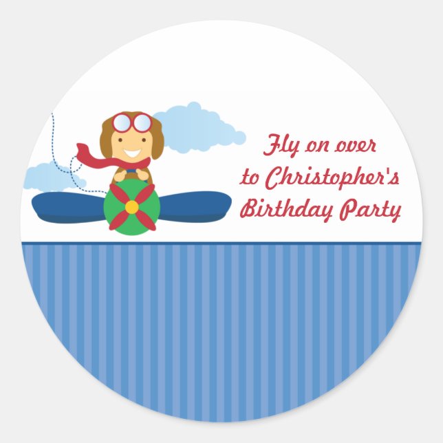 Pegatinas de la fiesta de cumpleaños de los chicos (Anverso)