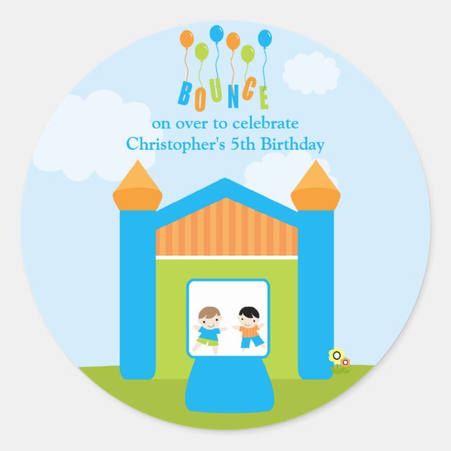 Pegatinas de la fiesta de cumpleaños de los chicos (Anverso)