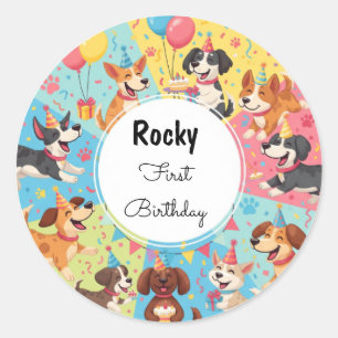 Pegatinas de la fiesta de cumpleaños de los perros