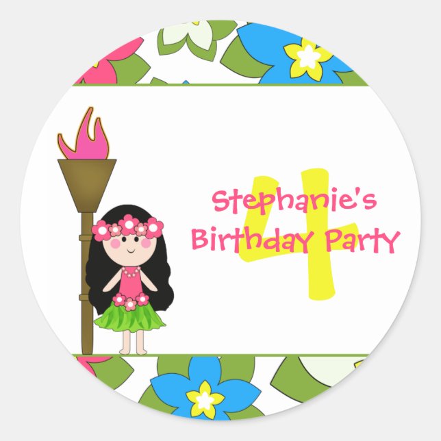 Pegatinas de la fiesta de cumpleaños de niñas de h (Anverso)